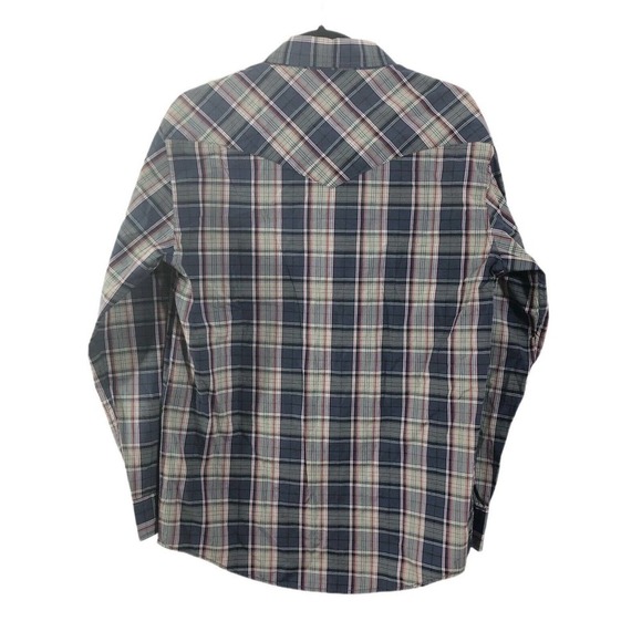 Coevals Club Pearl Snap Western Shirt Mens Medium Roll Tab L/S Gray Plaid - Picture 2 of 11